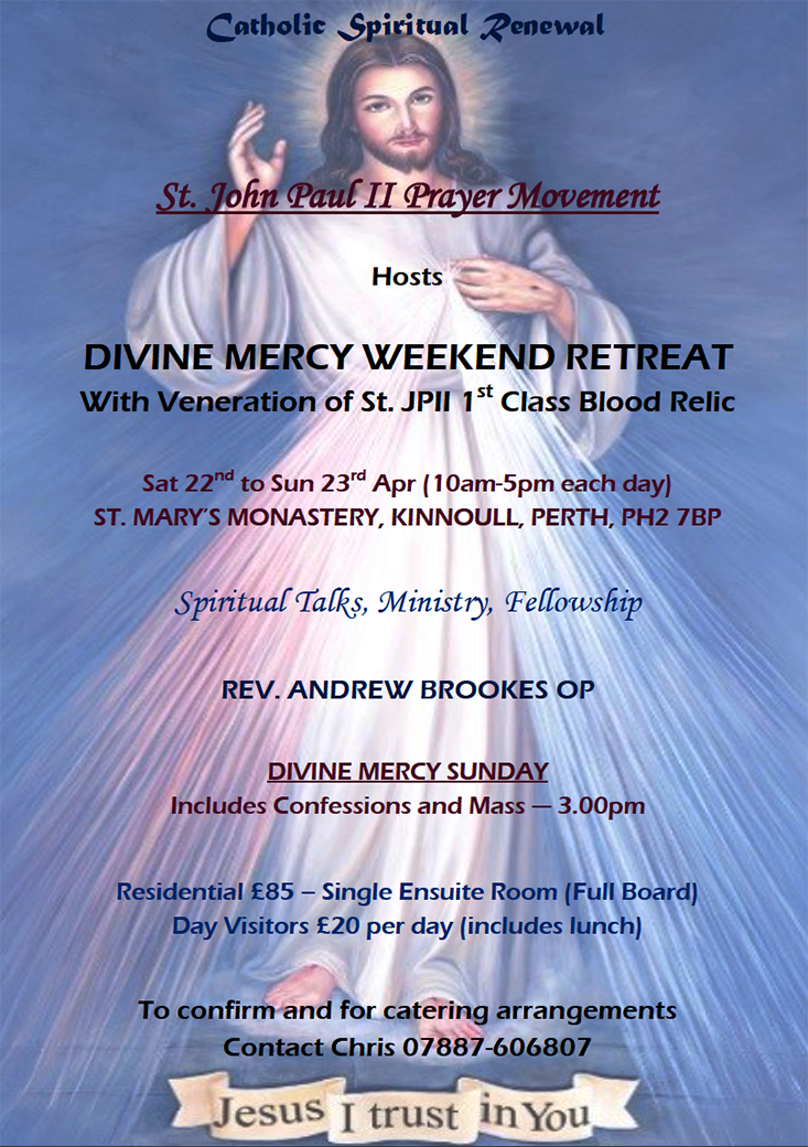 Divine Mercy Weekend Retreat - Kinnoull, Perth - DIOCESE of DUNKELD